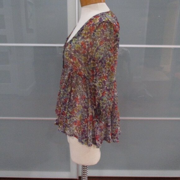 Rapsodia 3/4 Sleeve Sheer Peasant Top - Picture 2 of 5